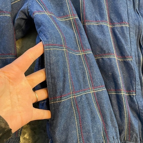 Vintage Great Cavalier St. Paul Silk Denim Embroidered Bomber Jacket Womens XL - Picture 5 of 12